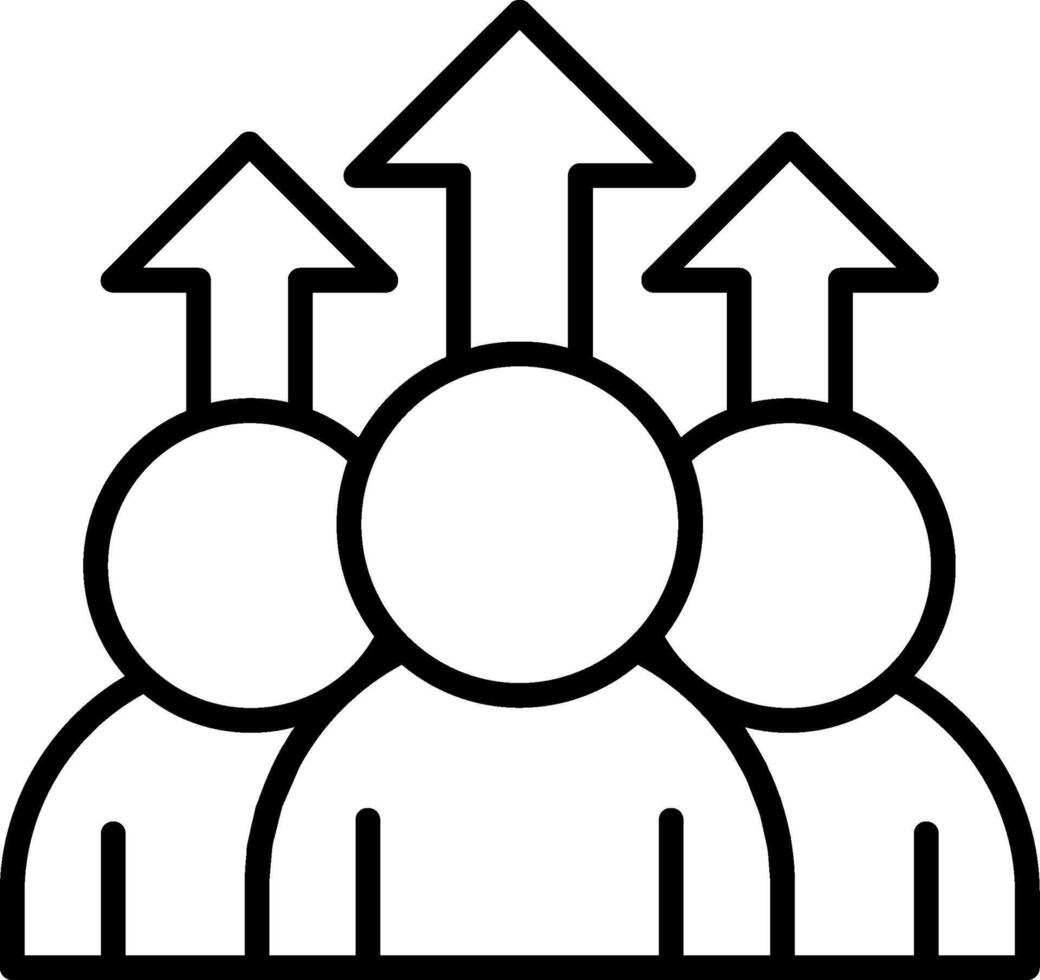 A group of people with arrows pointing up vector