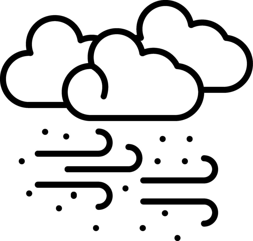 A black and white illustration of clouds and rain vector
