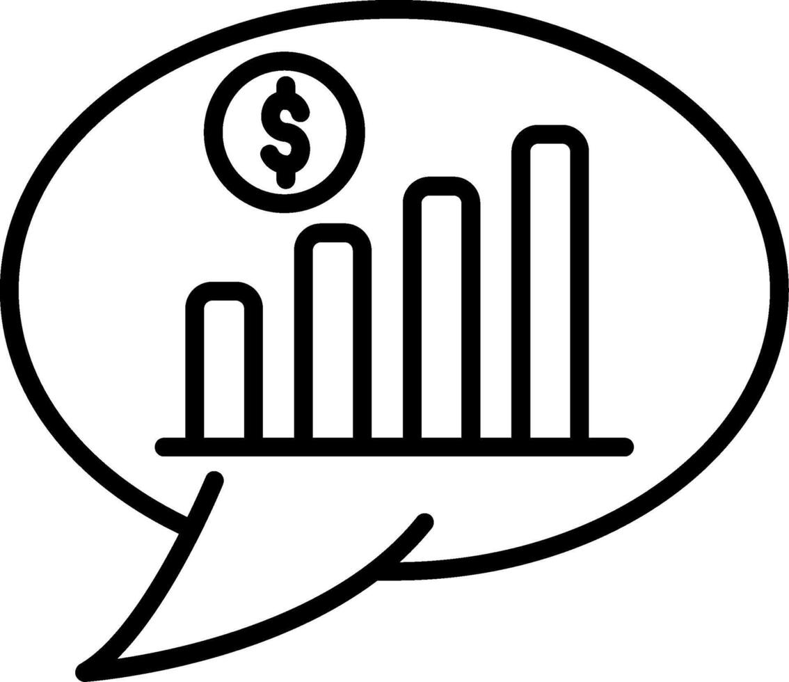 A speech bubble with a bar chart and a dollar sign vector