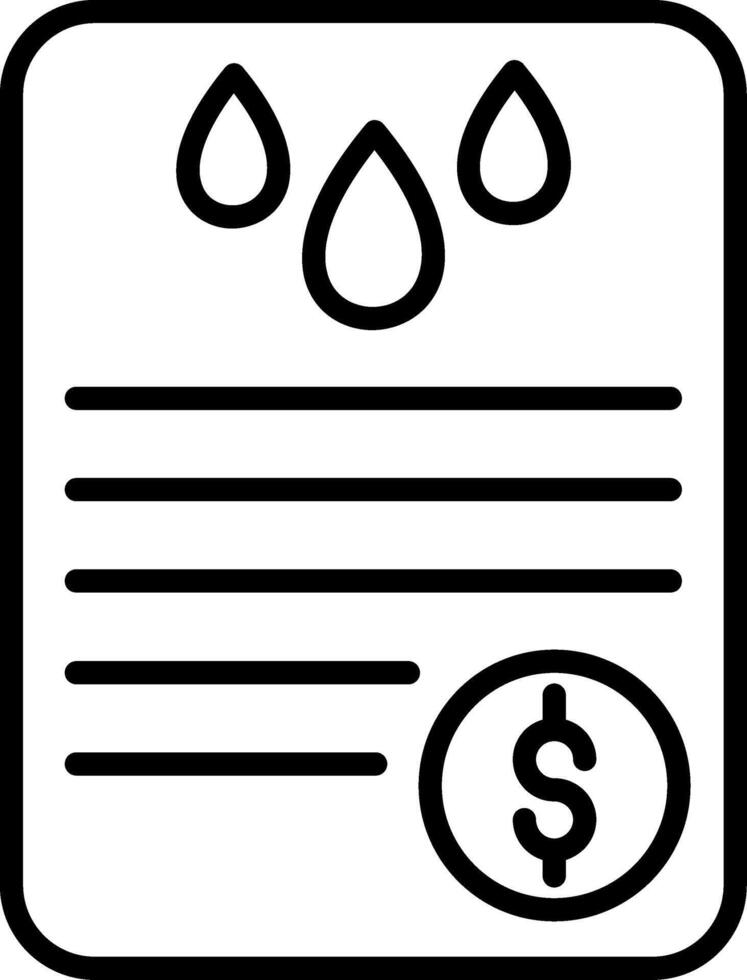 A black and white icon of a dollar bill and water drops vector