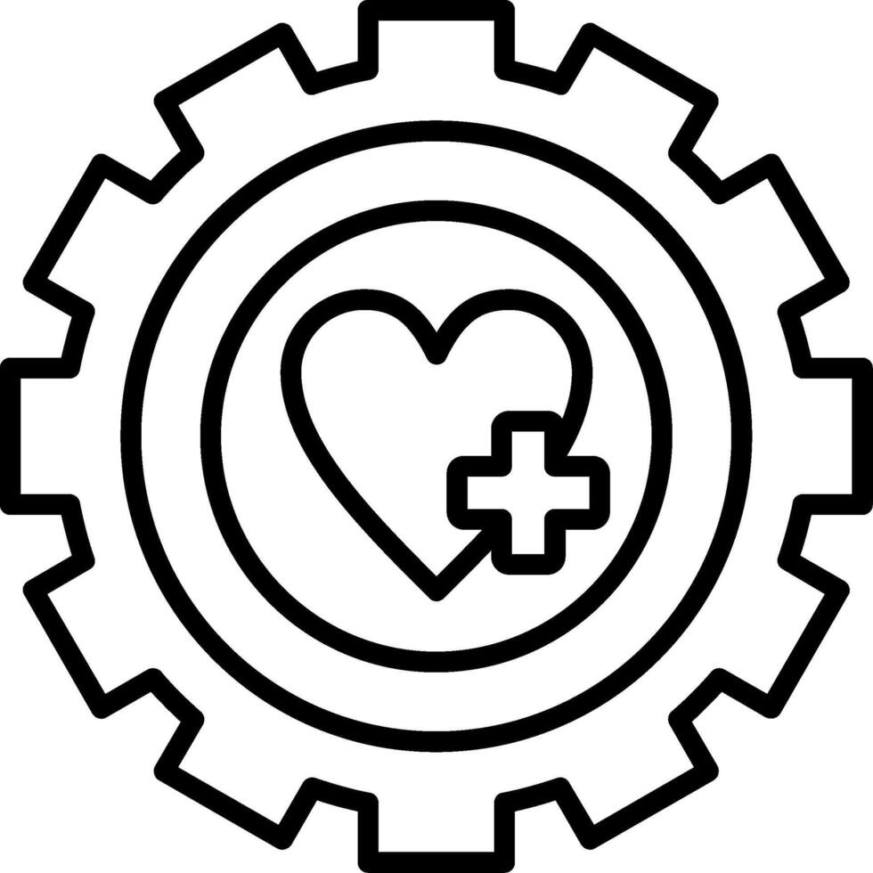 A gearwheel with a heart and cross in the center vector
