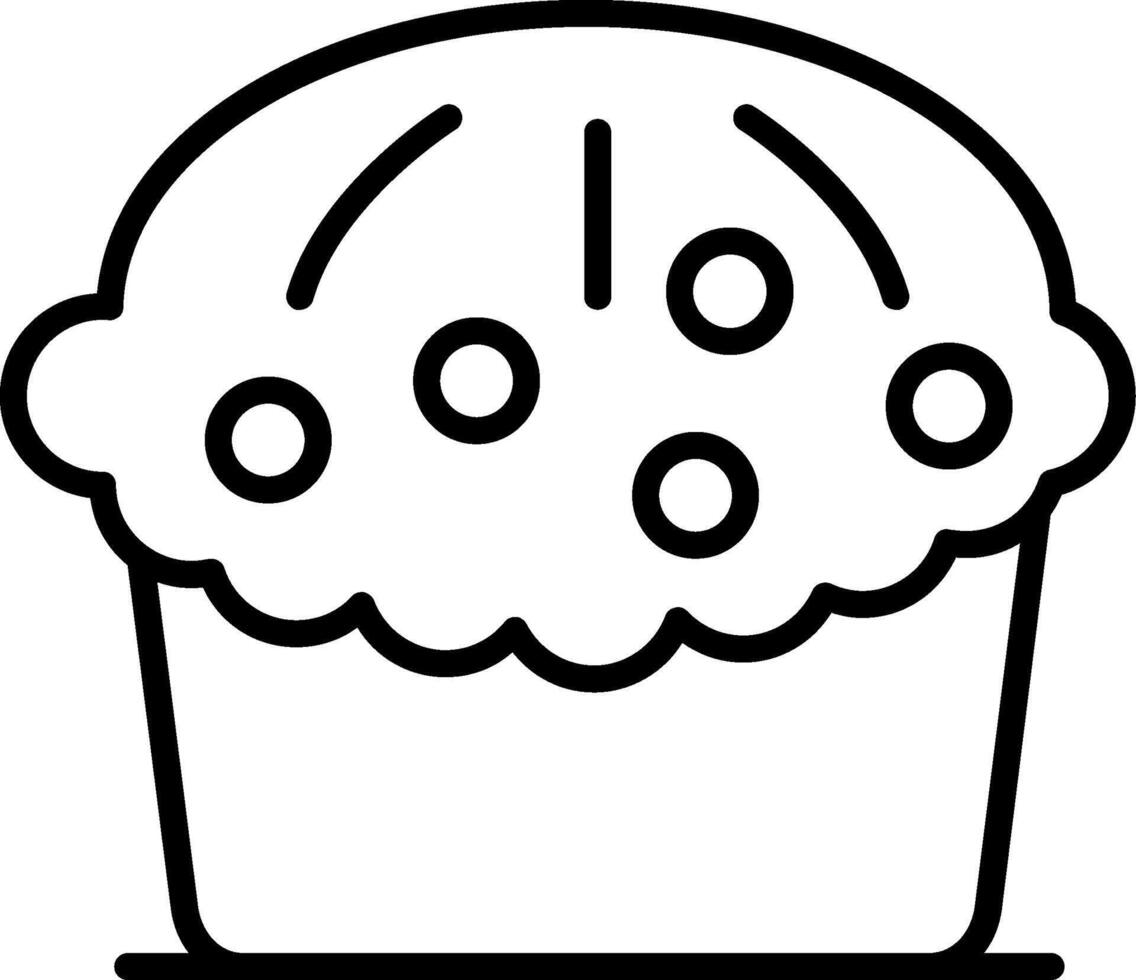 A black and white drawing of a cupcake vector
