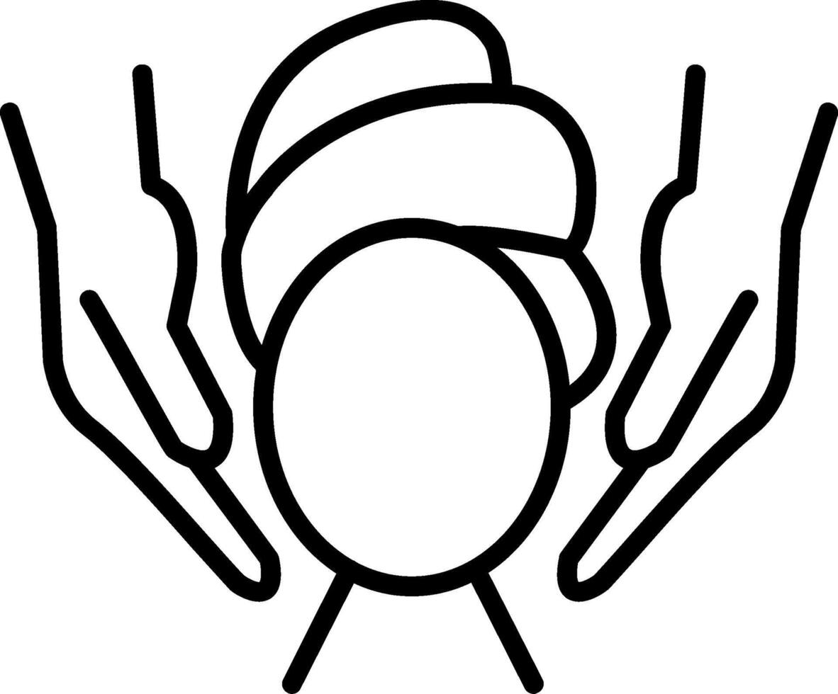 A black and white drawing of a woman holding her head vector