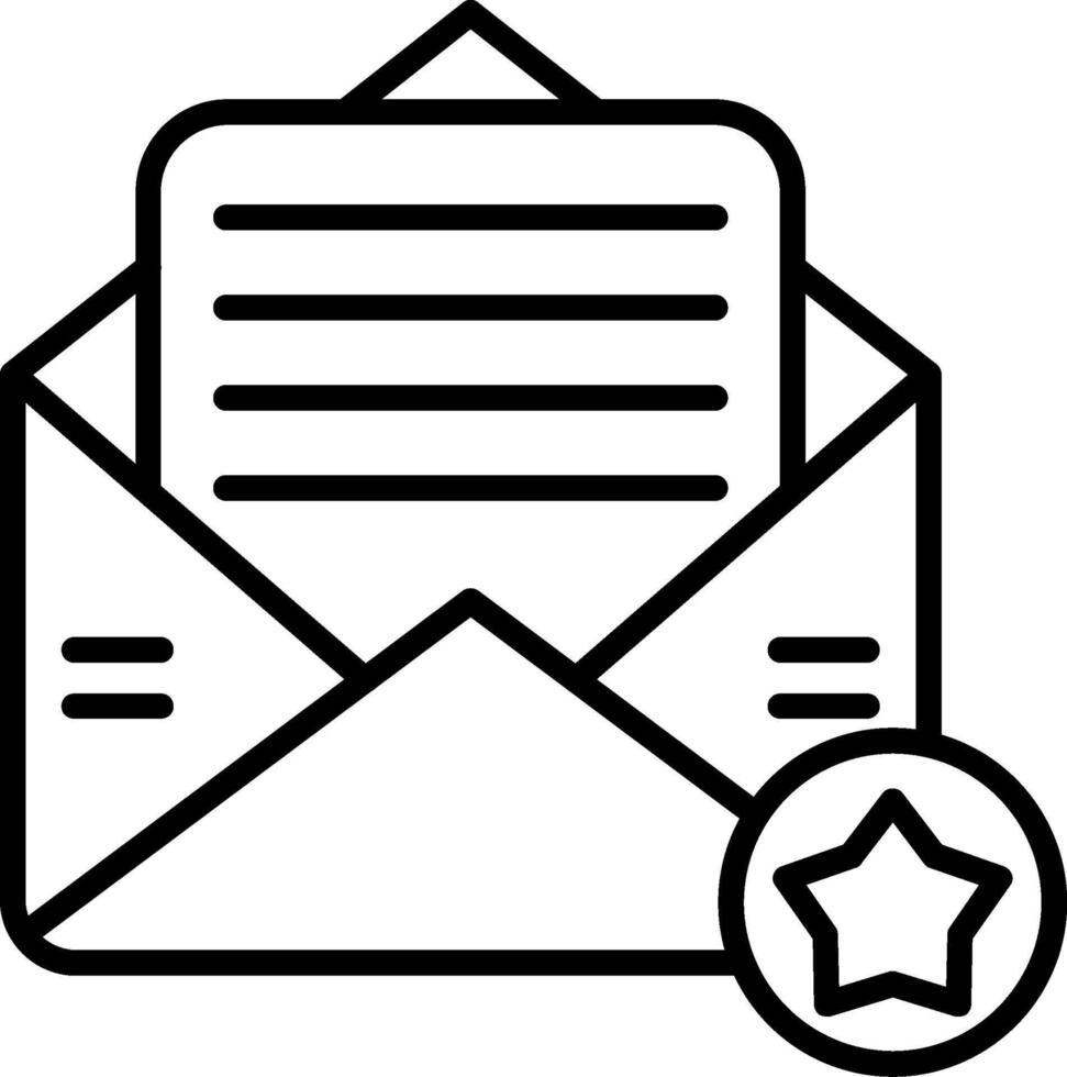 Email icon with star and envelope vector