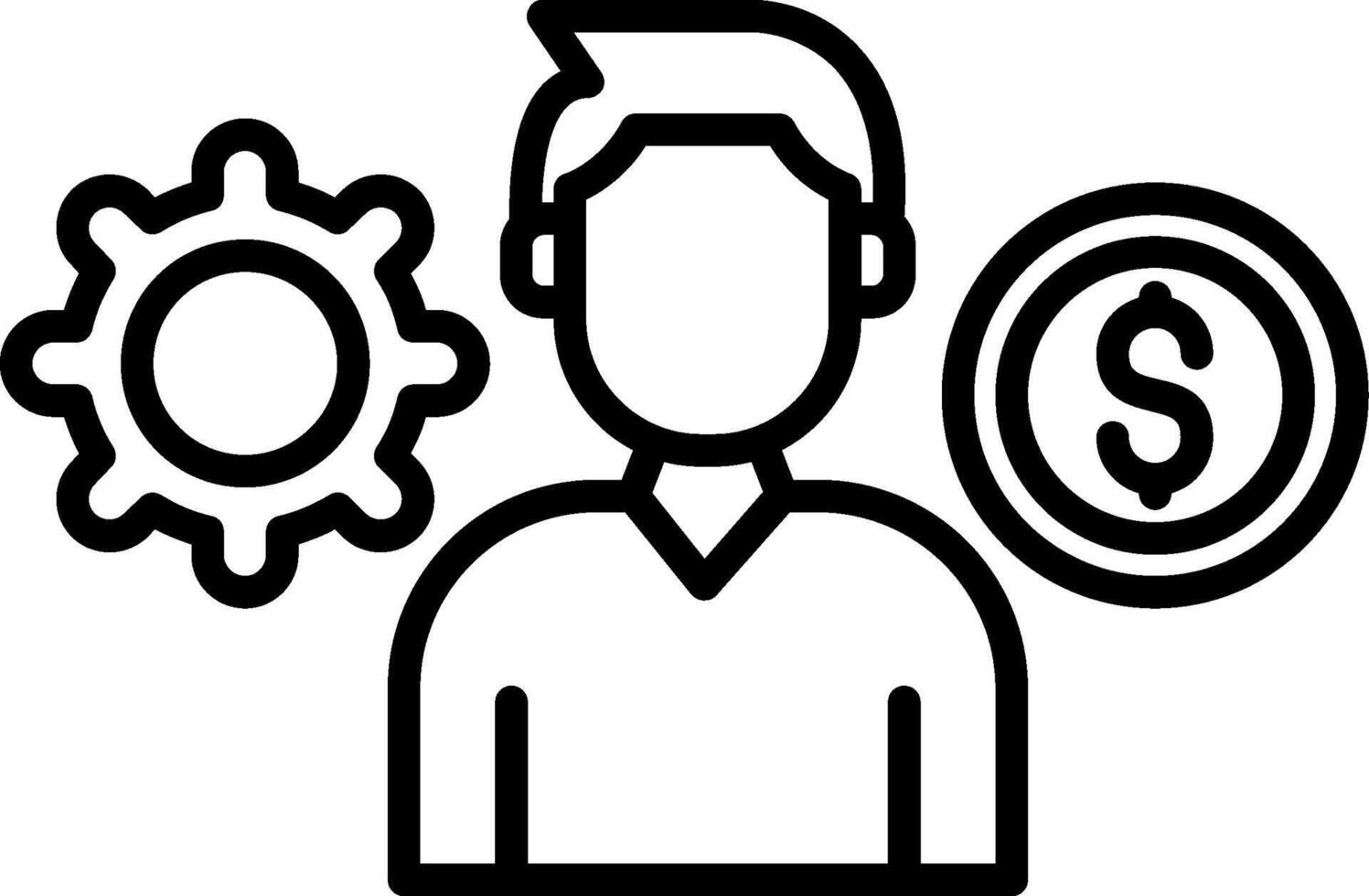 A man with a dollar sign and gears vector