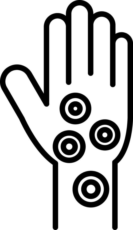 A hand with five circles on it vector