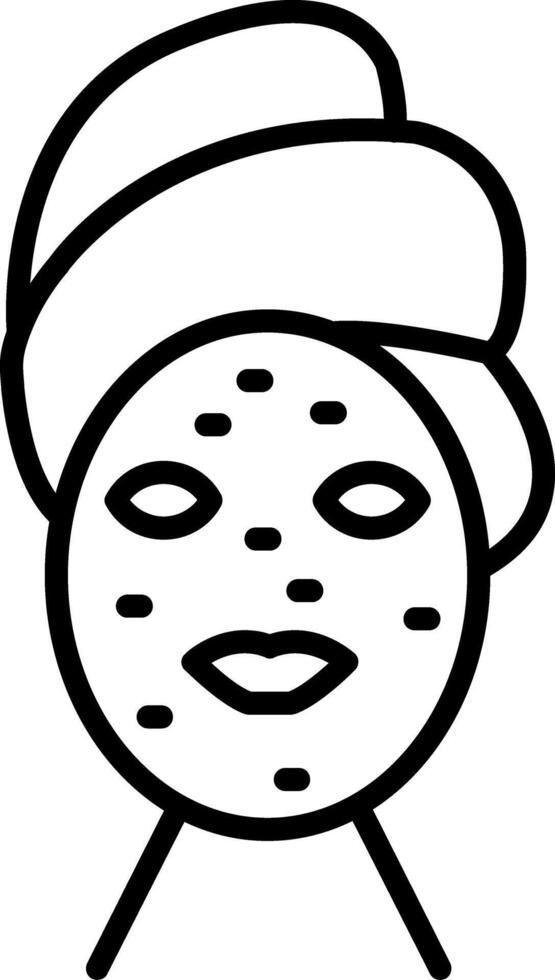 A black and white drawing of a woman with a mask on her face vector