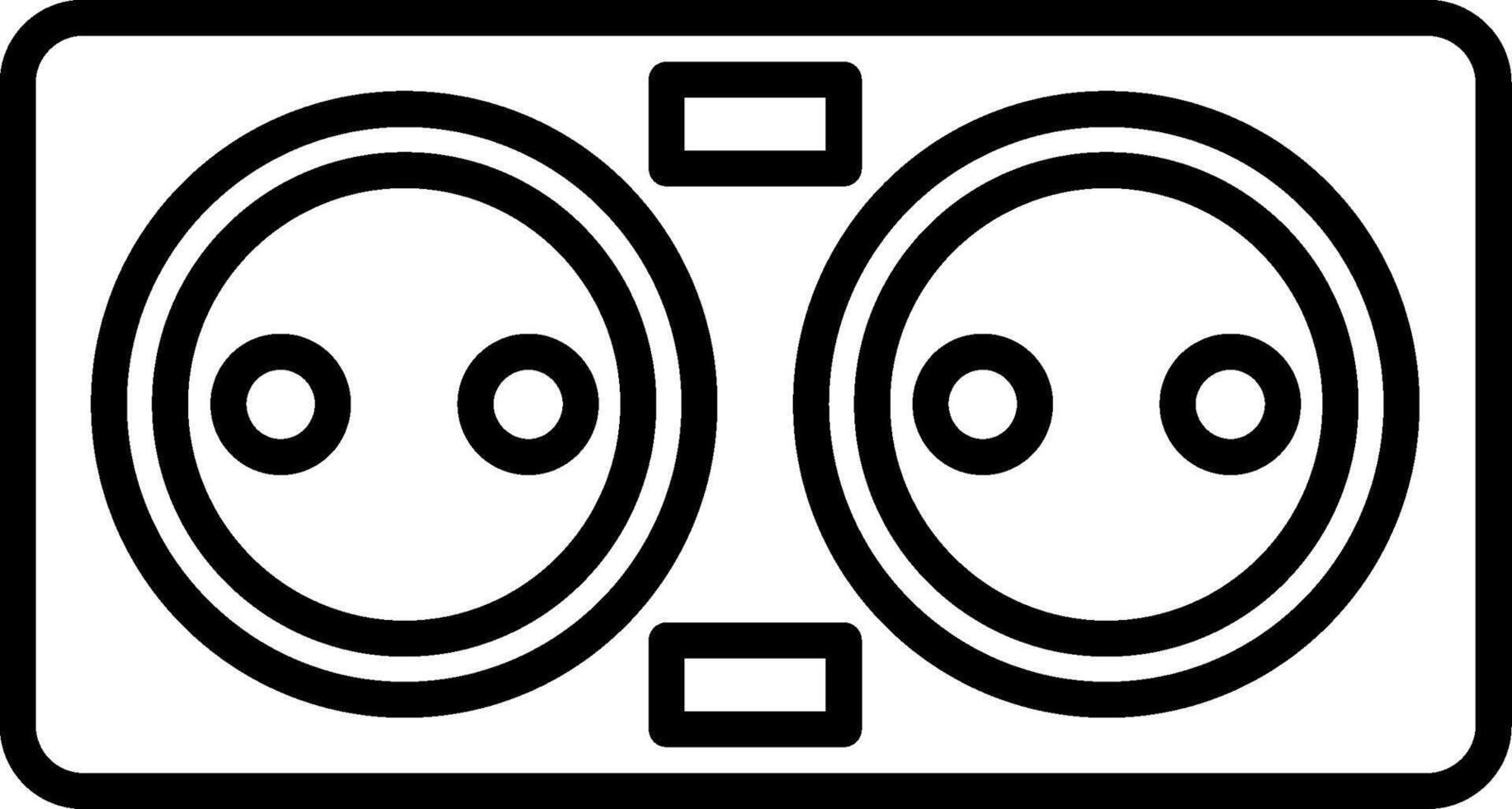 Two black and white electrical outlets with two different faces vector