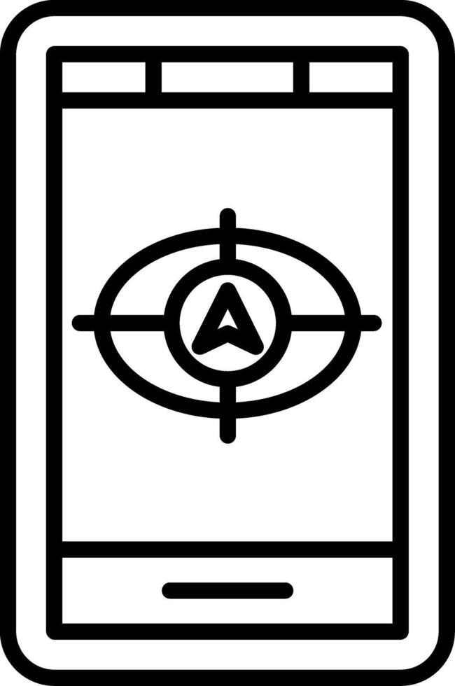 A black and white image of a smartphone with an arrow on it vector