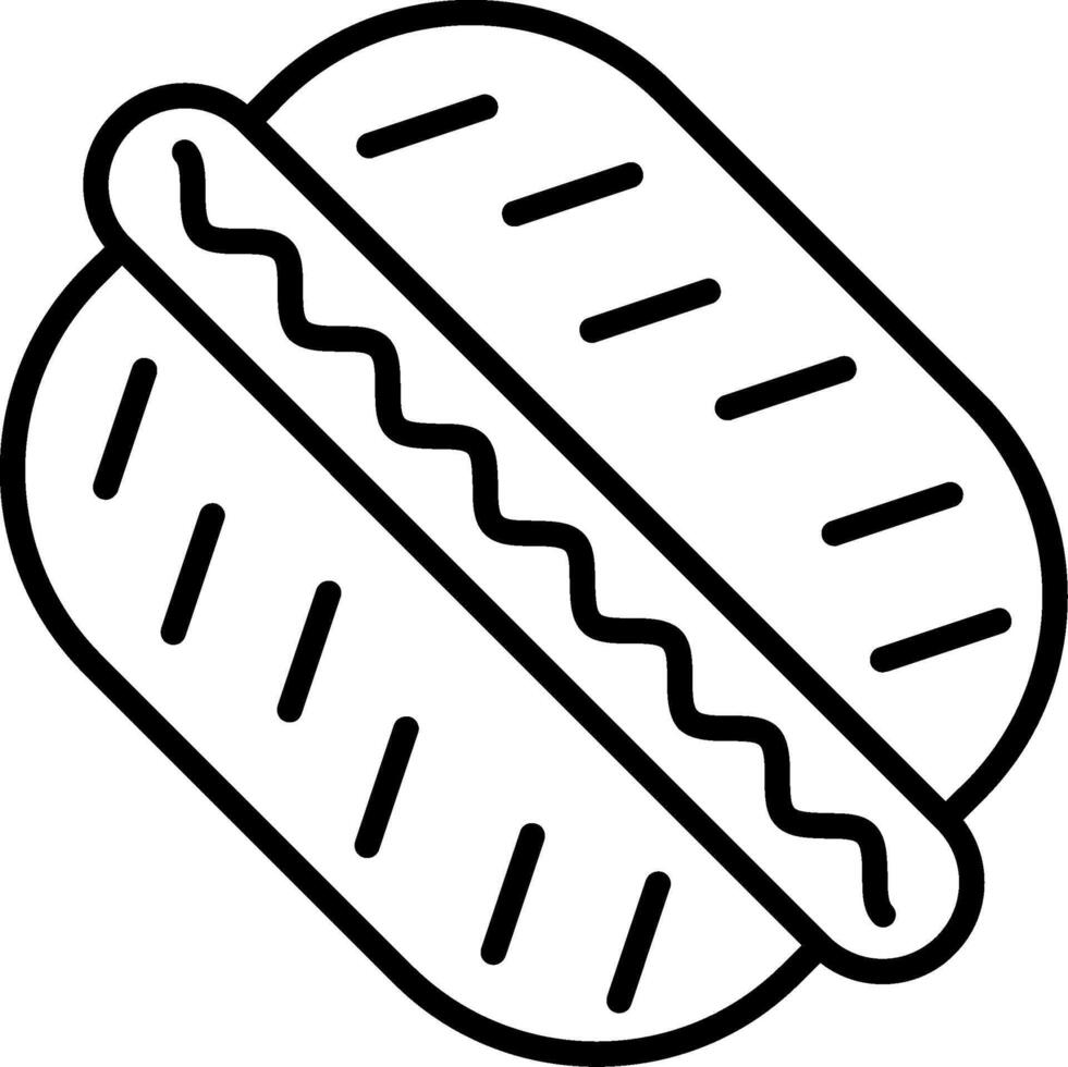 A hot dog icon in a line drawing vector