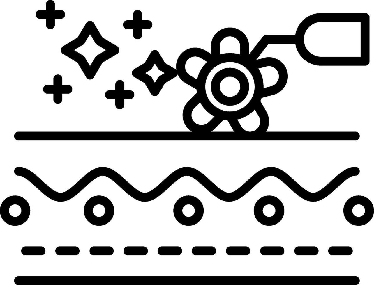 A flower is being watered by a sprinkler vector