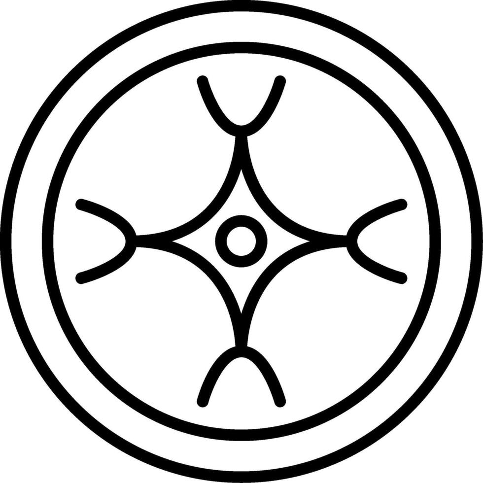 A black and white image of a wheel with four spokes vector