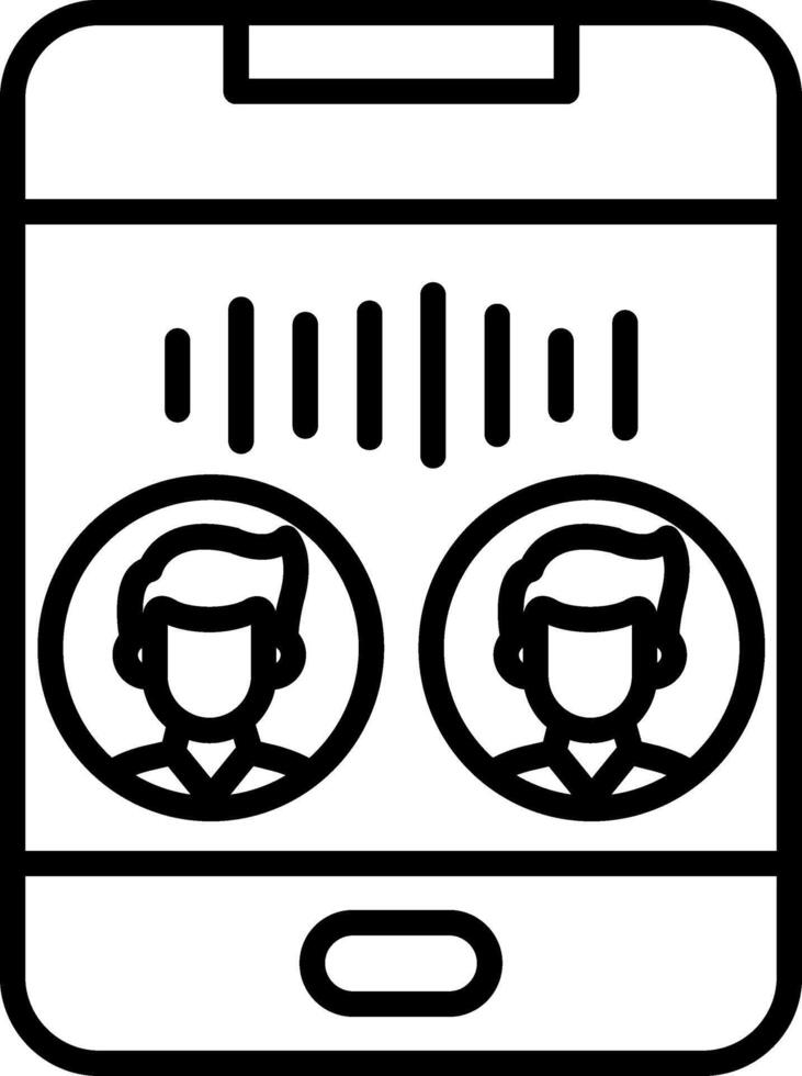 A phone with two people on it, one on the left and one on the right vector