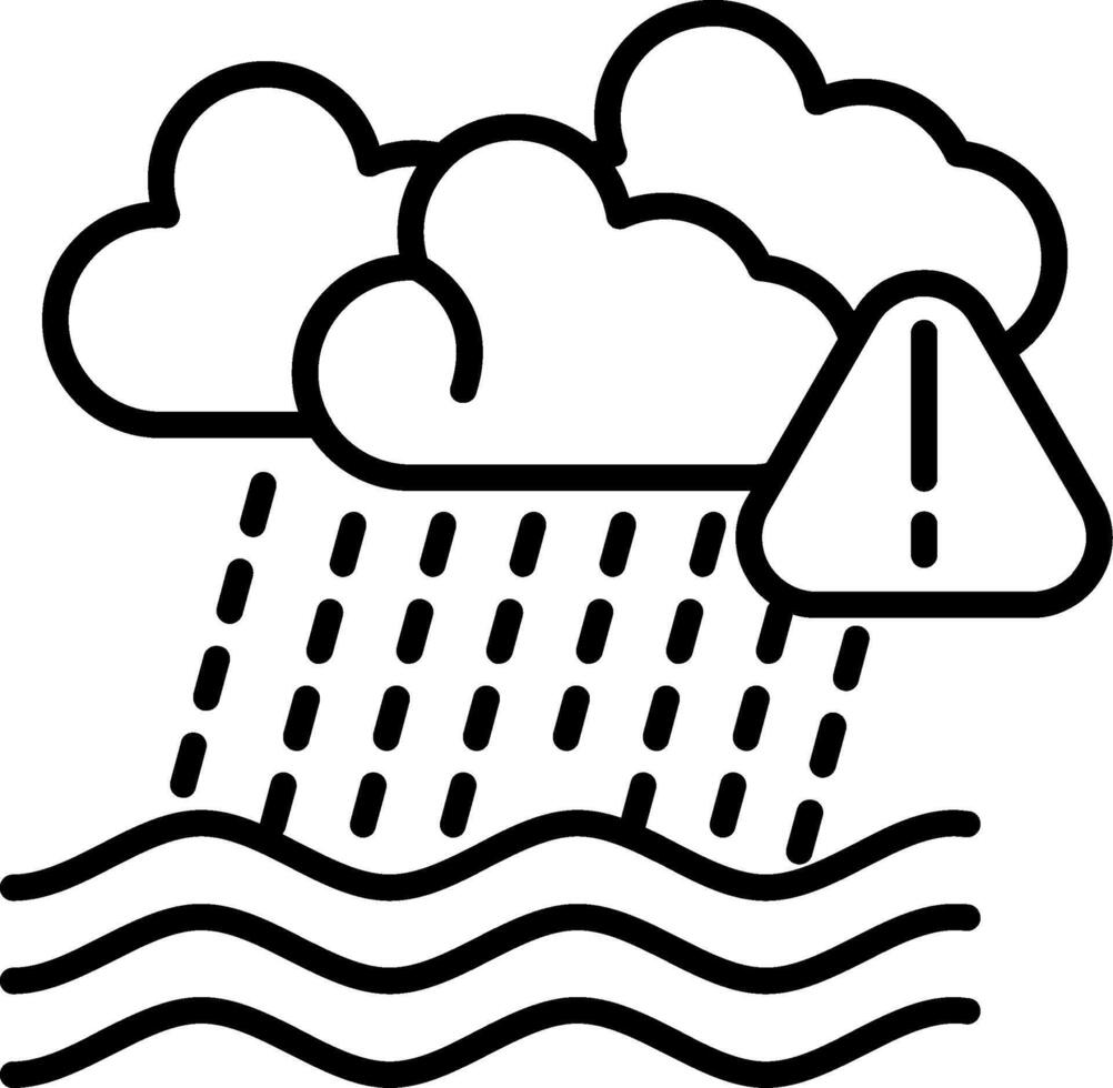 A black and white illustration of a storm with clouds and rain vector
