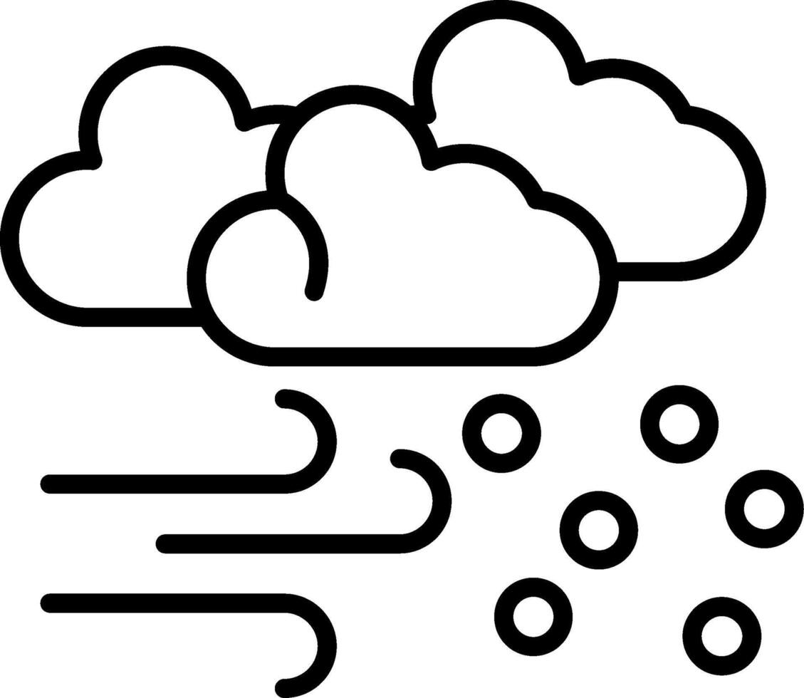A black and white illustration of a cloud with rain vector