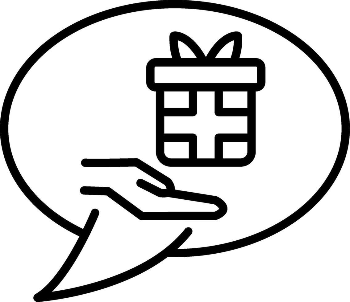 A black and white image of a hand holding a gift vector