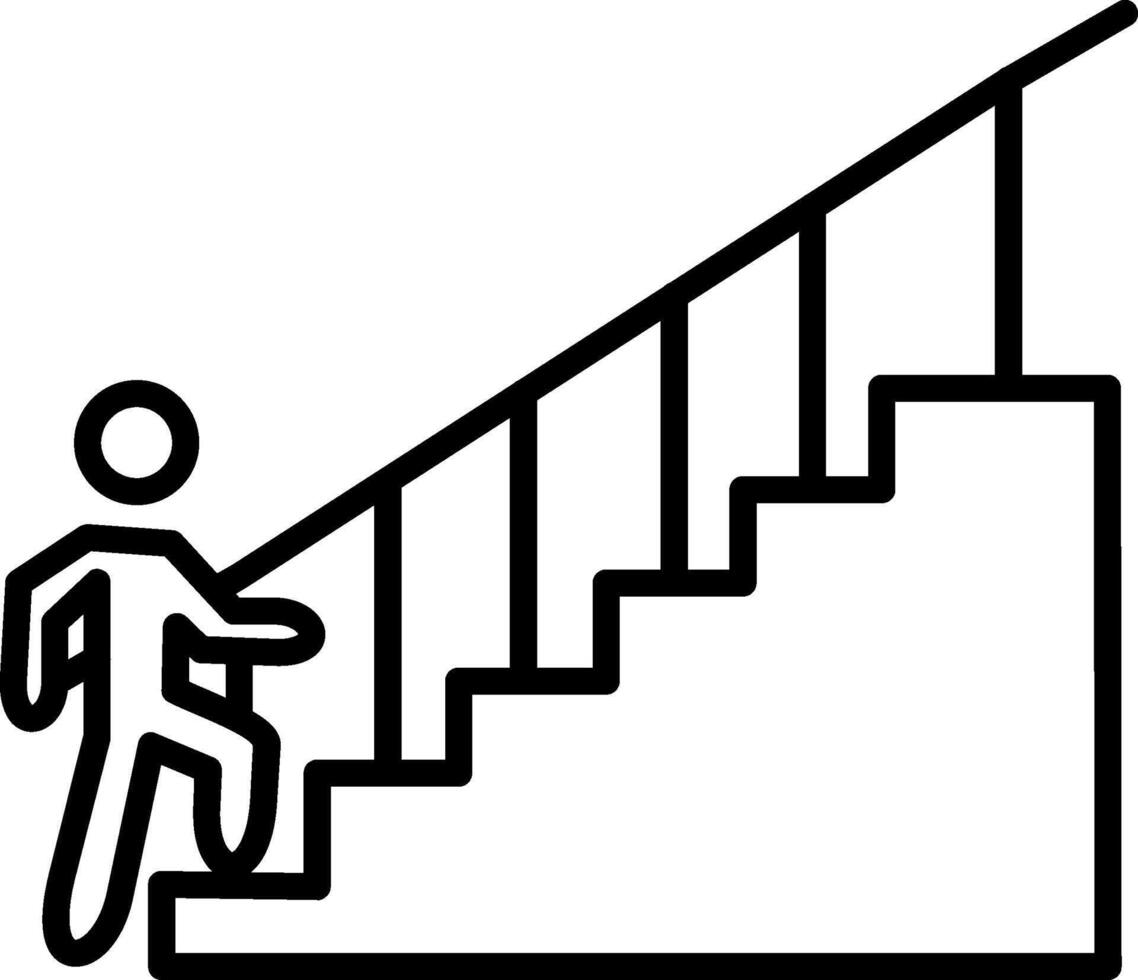 A person walking up the stairs with a ladder vector