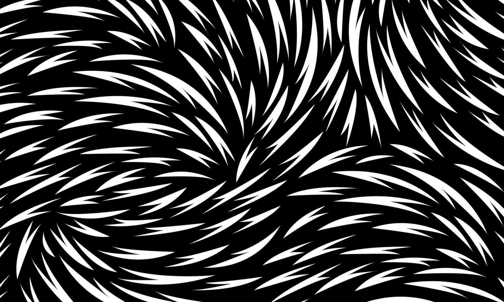 Abstract white fur texture pattern on black background. monochrome vintage art. vector