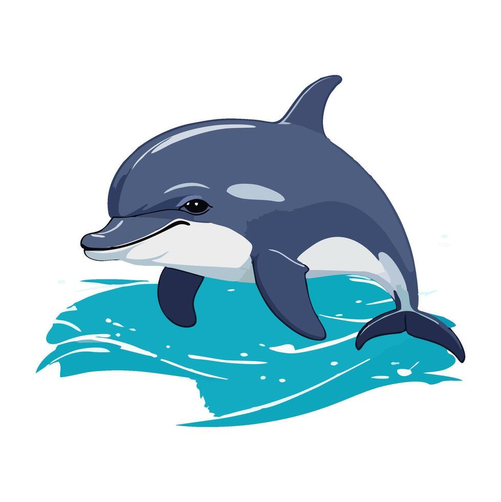 Happy smiling dolphin jumping out of the water vector