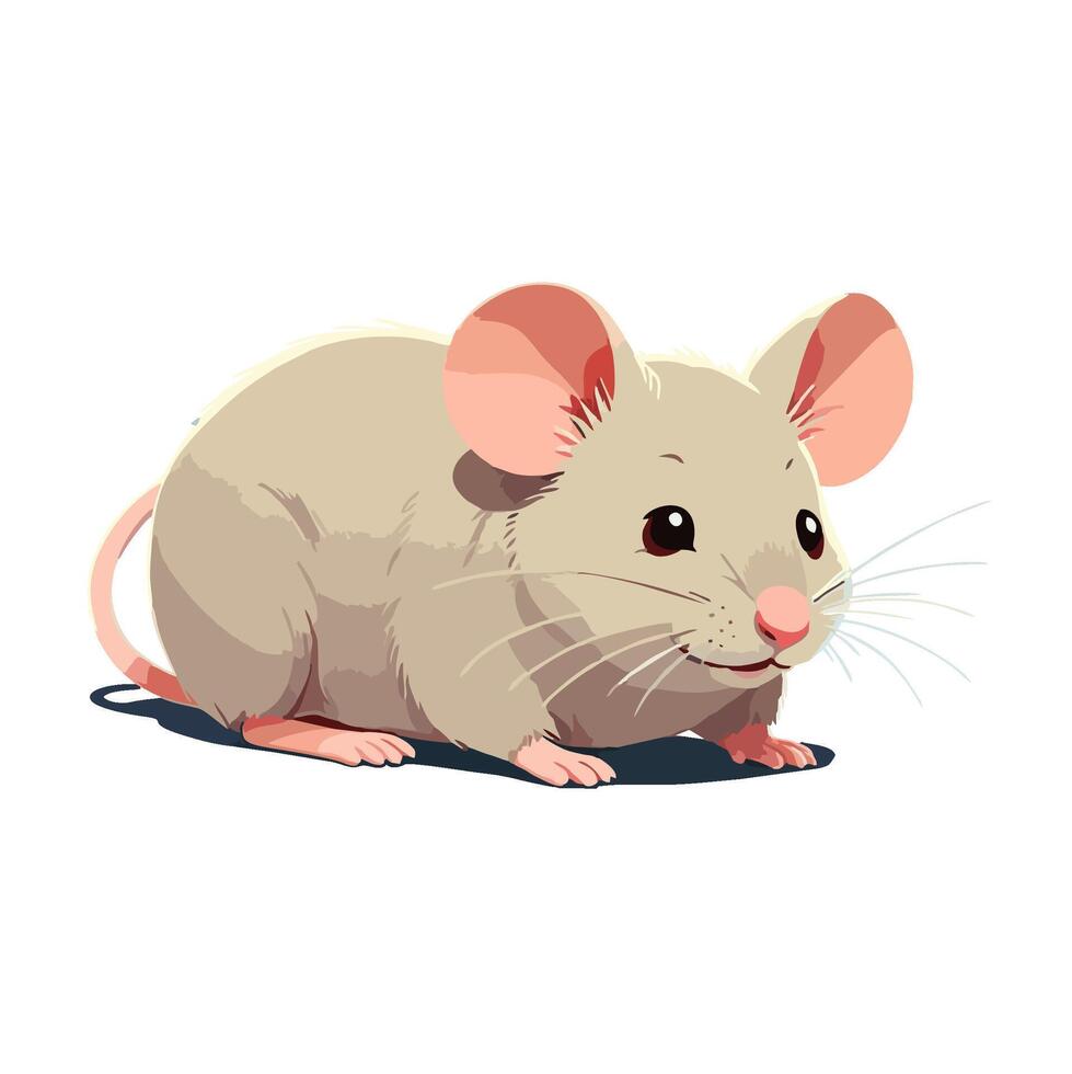 Cute smiling little white mouse vector