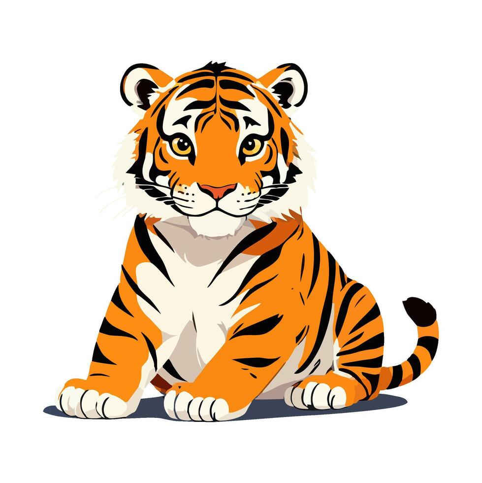 Cute happy tiger cub smiling vector