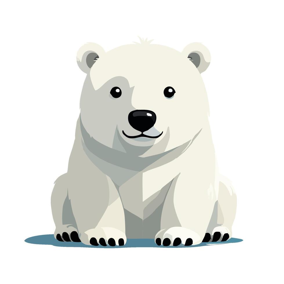 Cute cartoon polar bear cub sitting and smiling vector