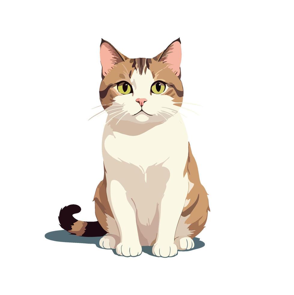 Cute tabby cat sitting and looking at the front vector