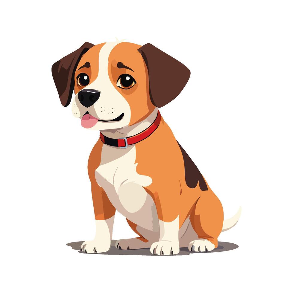 Charming beagle puppy sitting and smiling vector
