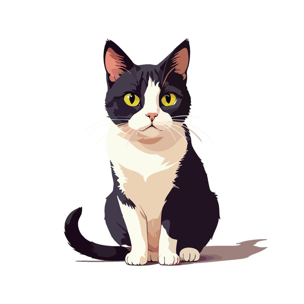 Charming tuxedo cat posing vector
