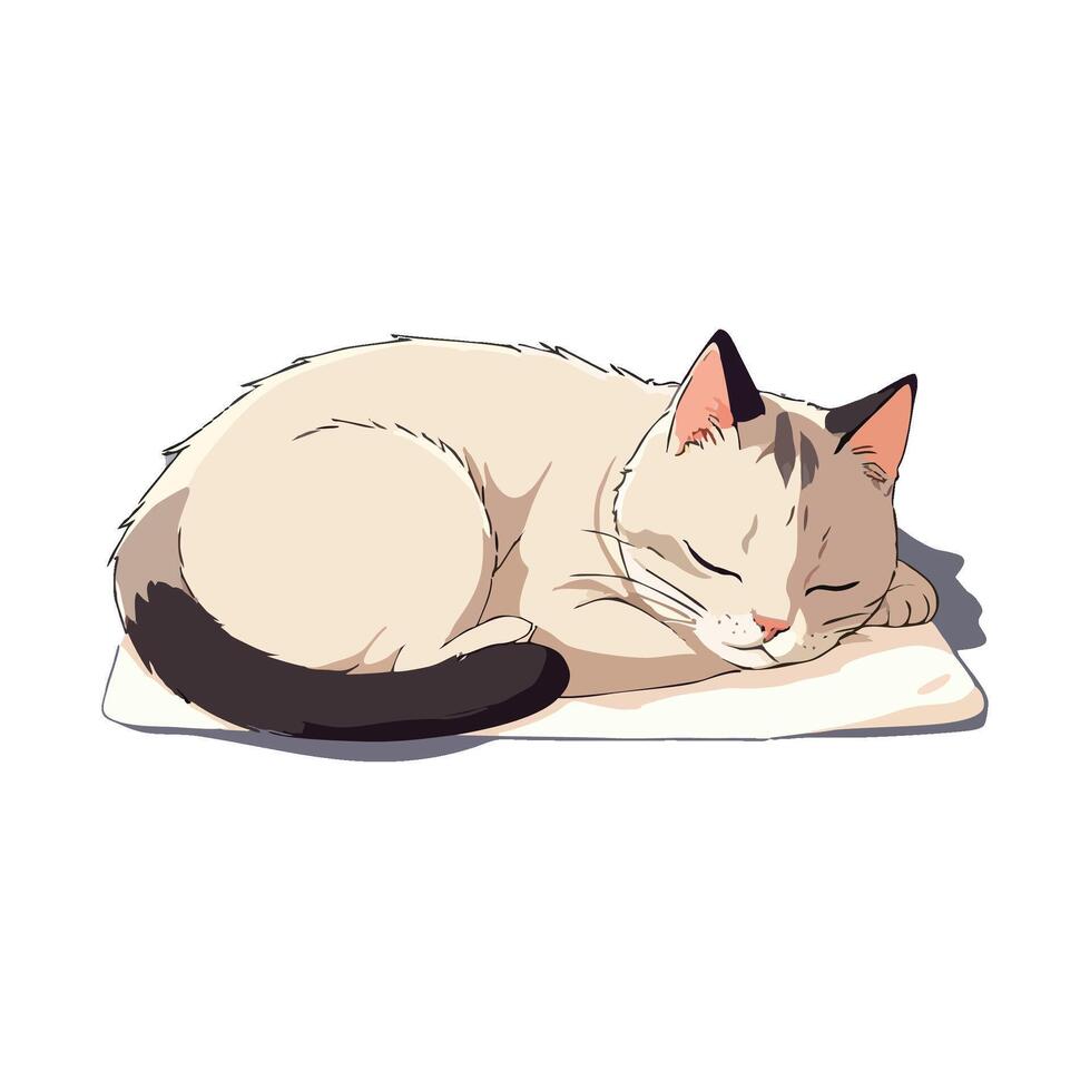 Cute sleeping cat resting peacefully on a pillow vector