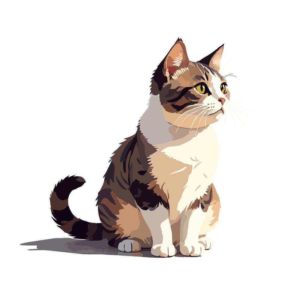 Charming tabby cat in a realistic pose vector