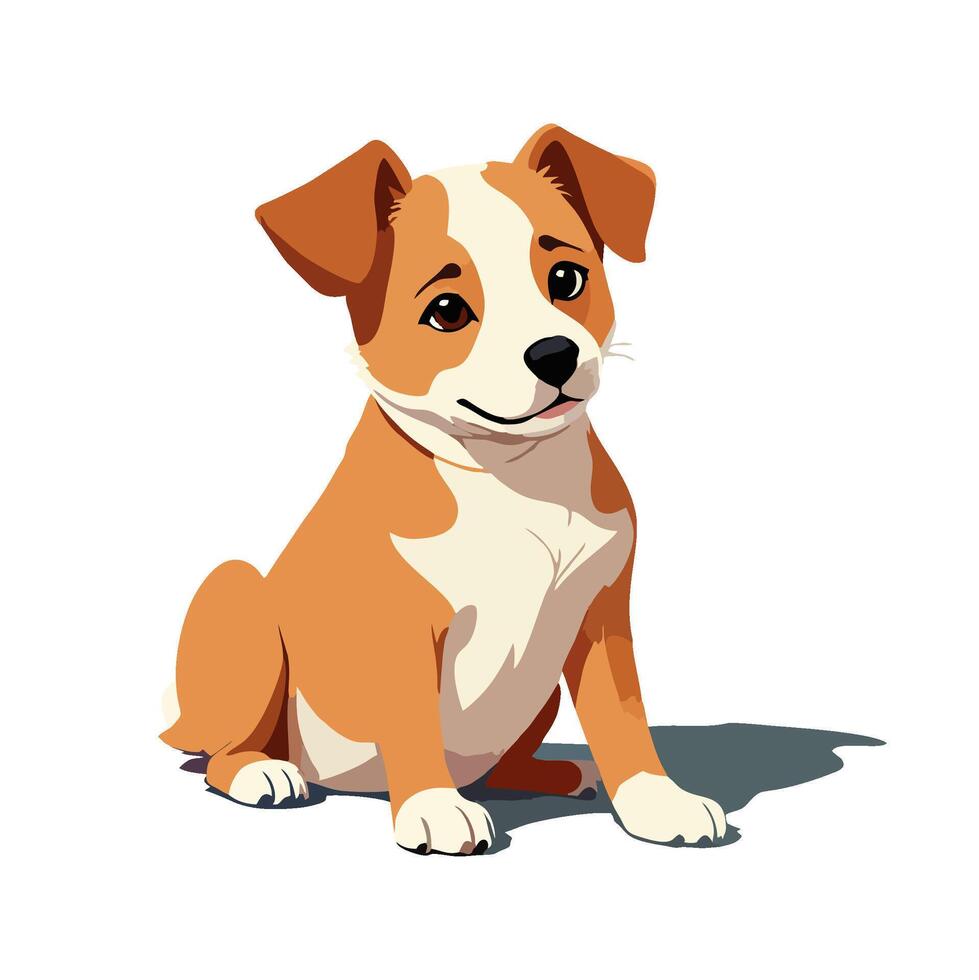 Cute puppy sitting and smiling vector