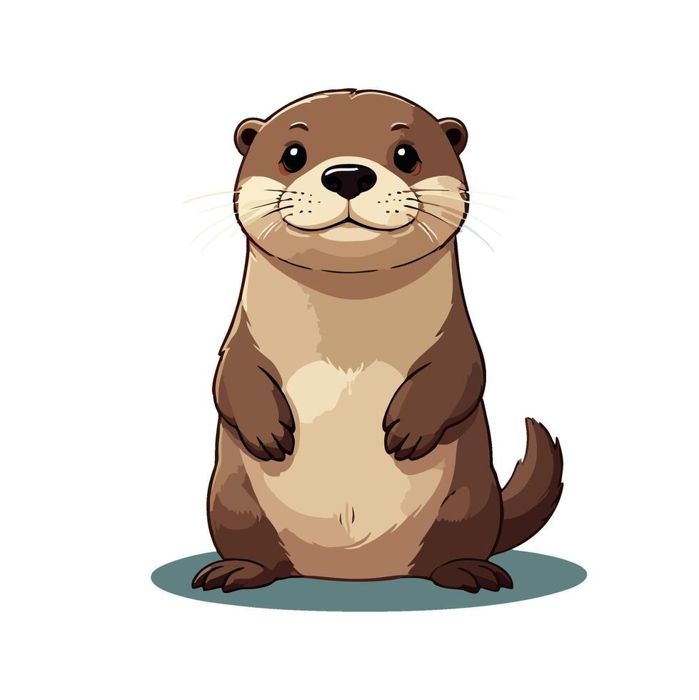 Cute cartoon otter standing up vector