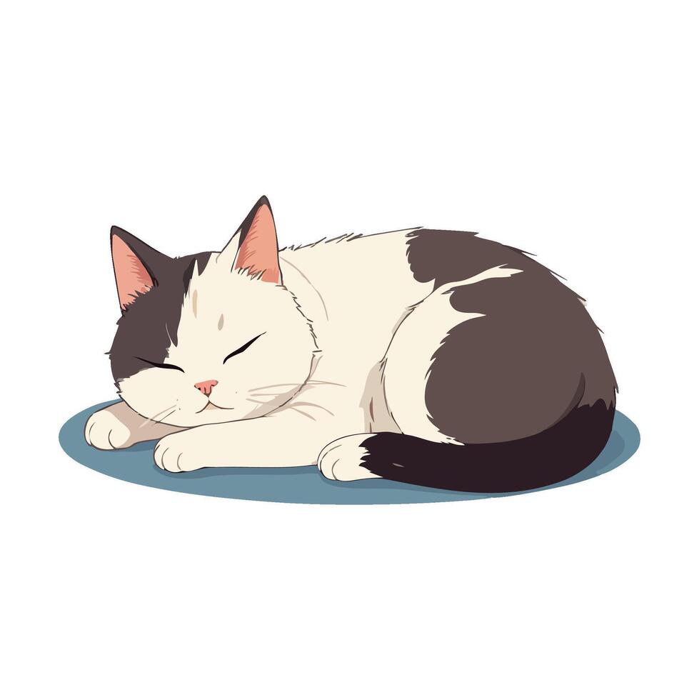 Cute cat sleeping on the floor vector