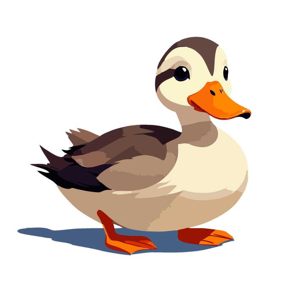 Cute cartoon duckling walking vector