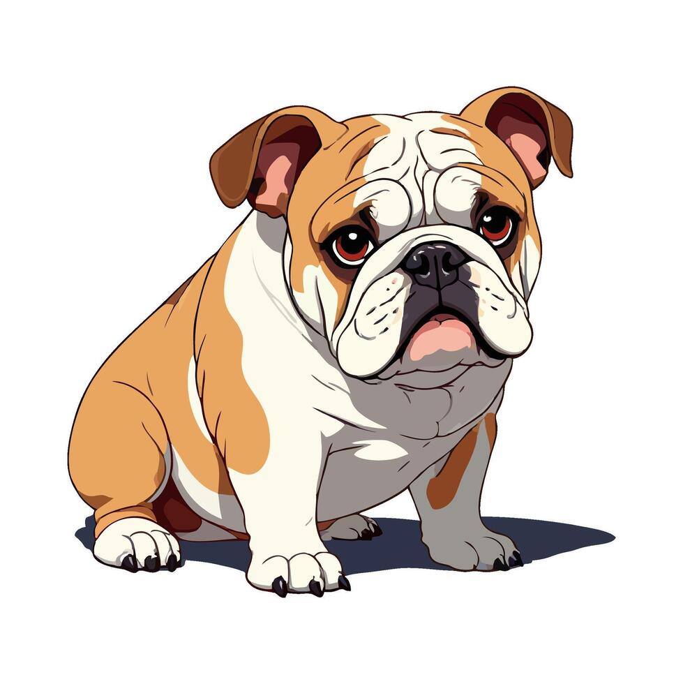 Charming english bulldog puppy sitting and looking adorable vector