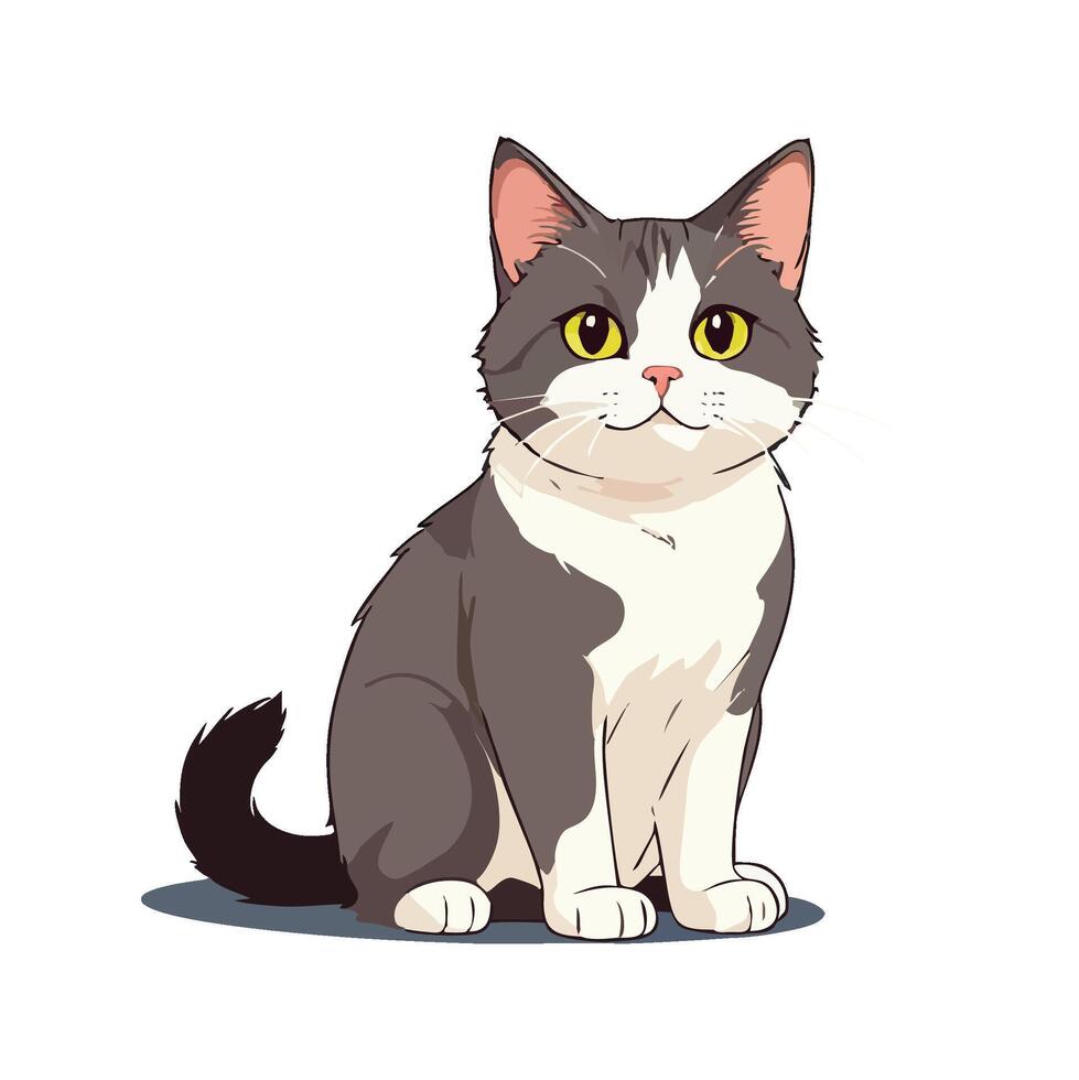 Cute smiling cartoon cat vector