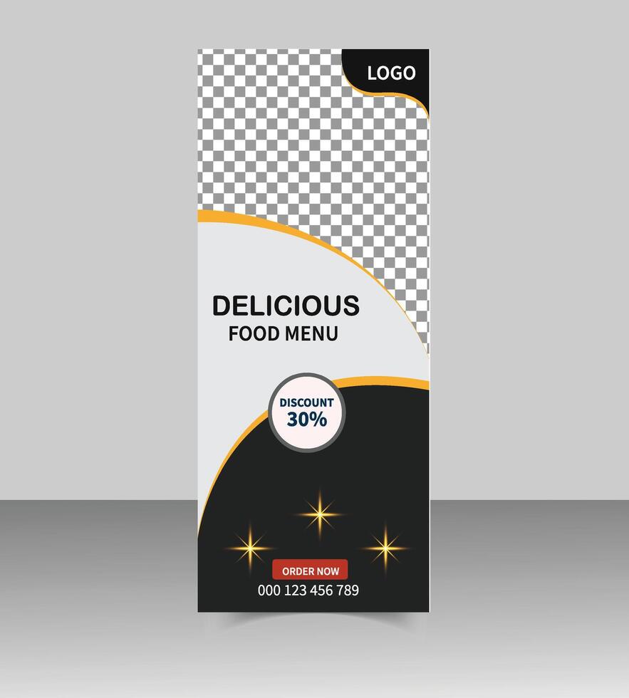 Modern Food Banner Design for Roll Up Stand Advertising vector