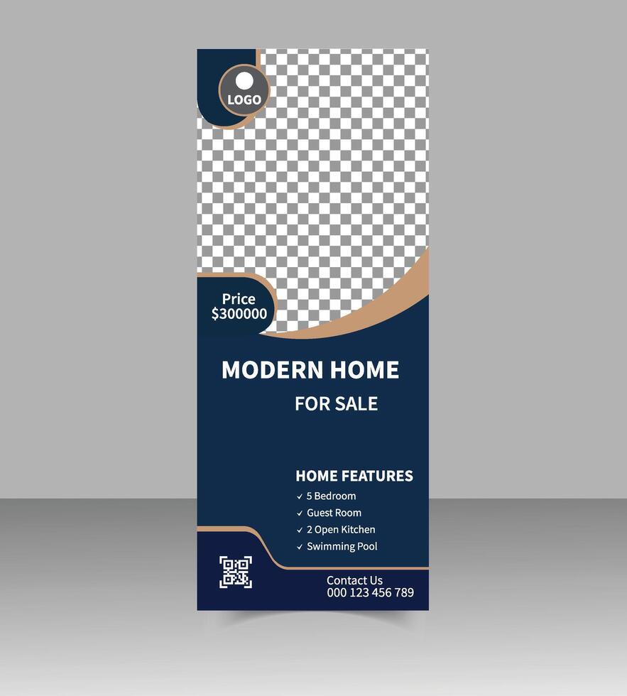 Real Estate Agent Roll Up Banner Clean and Professional Layout vector
