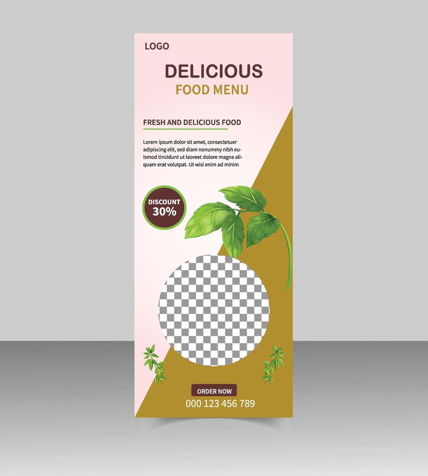 Food and Drink Roll Up Banner Template for Cafe or Diner vector