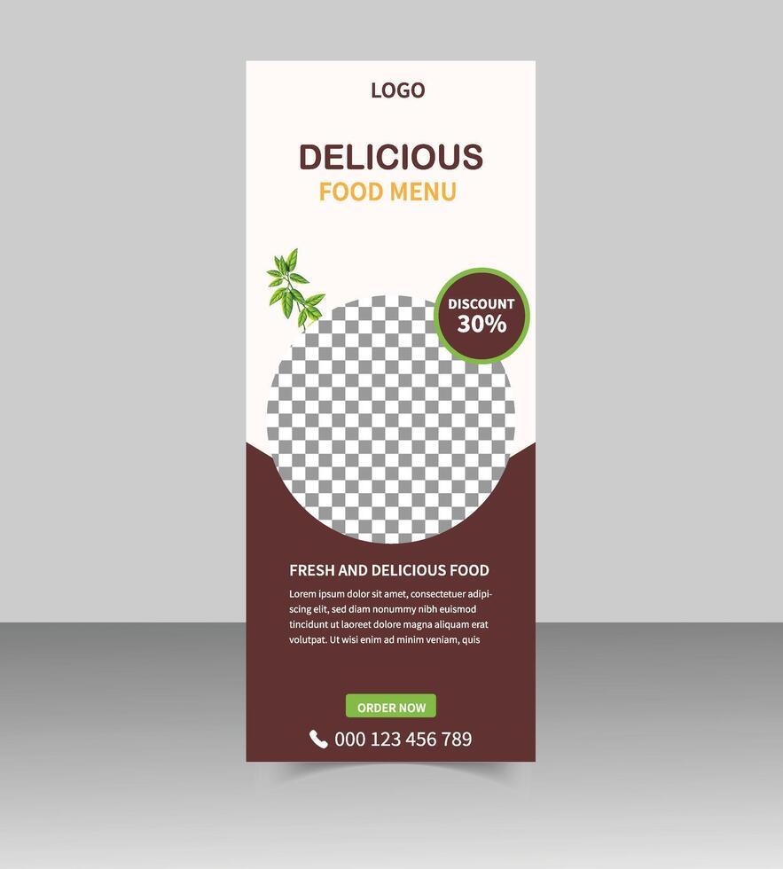 Restaurant Promotion Banner Design for Roll Up Stand Display vector