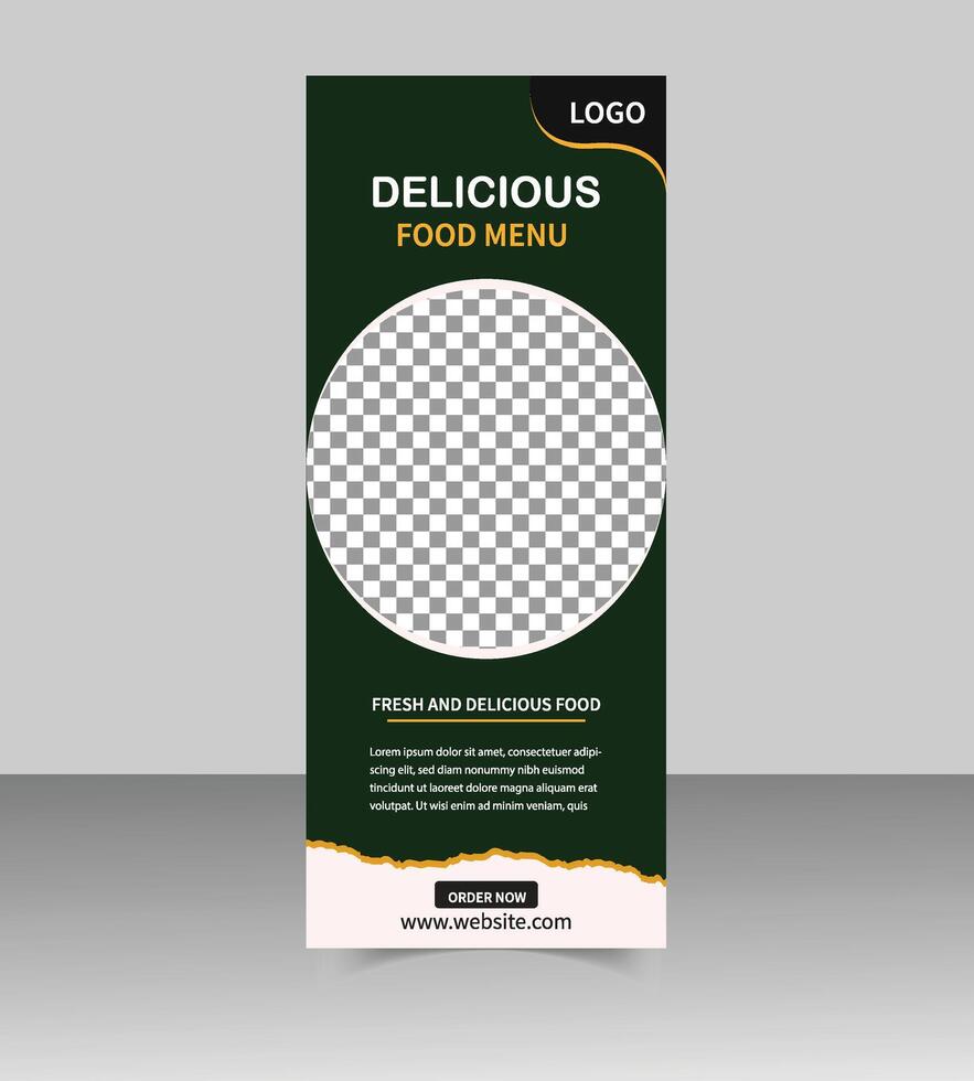 Food Roll Up Banner Design Template for Restaurant Promotion vector