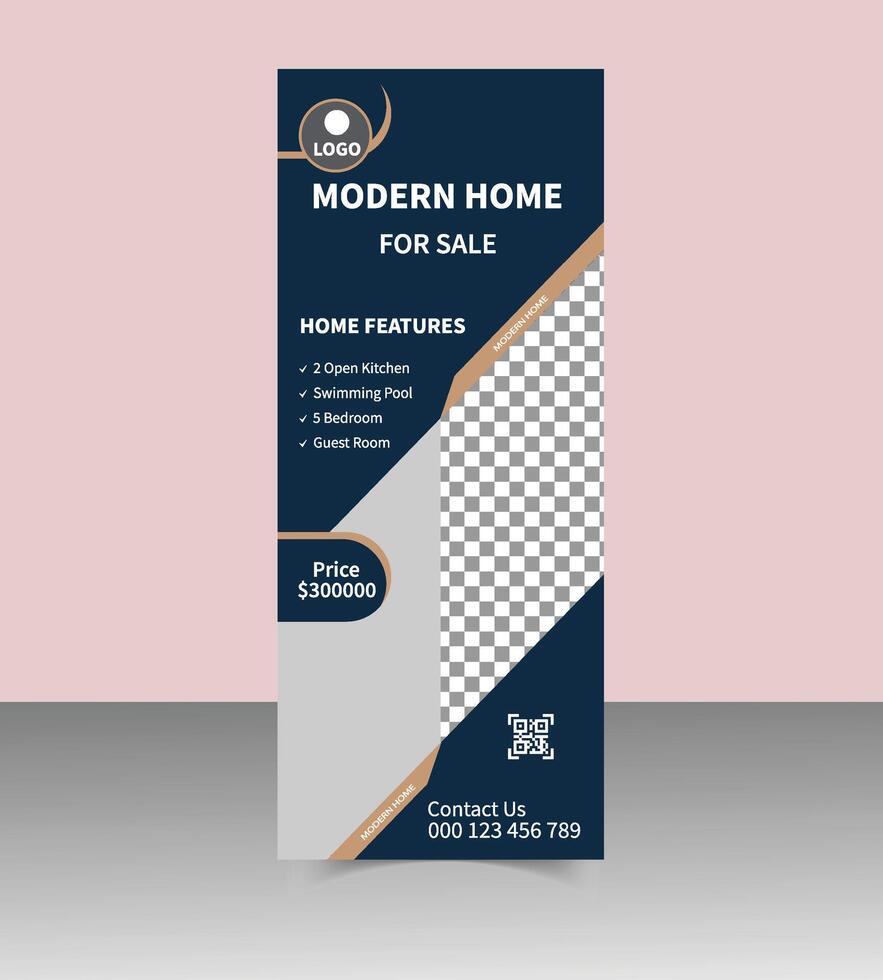 Corporate Real Estate Roll Up Banner Template Easy to Customize vector