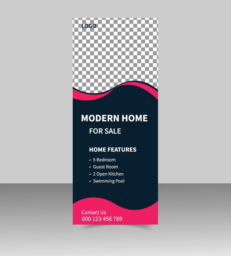 Minimalist Real Estate Roll Up Banner for Open House Events vector