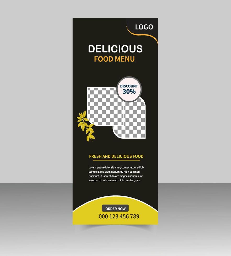 Burger and Fries Roll Up Banner Fast Food Advertising Template vector