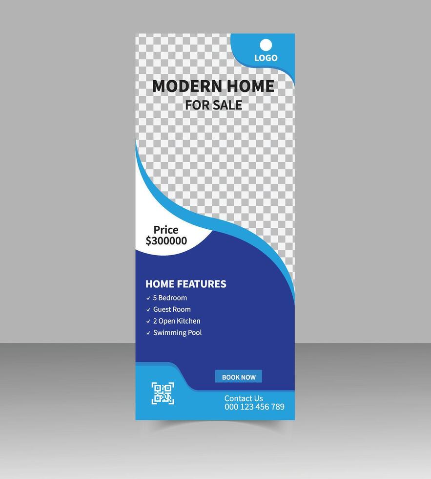 Luxury Property Roll Up Banner Design Real Estate Template vector