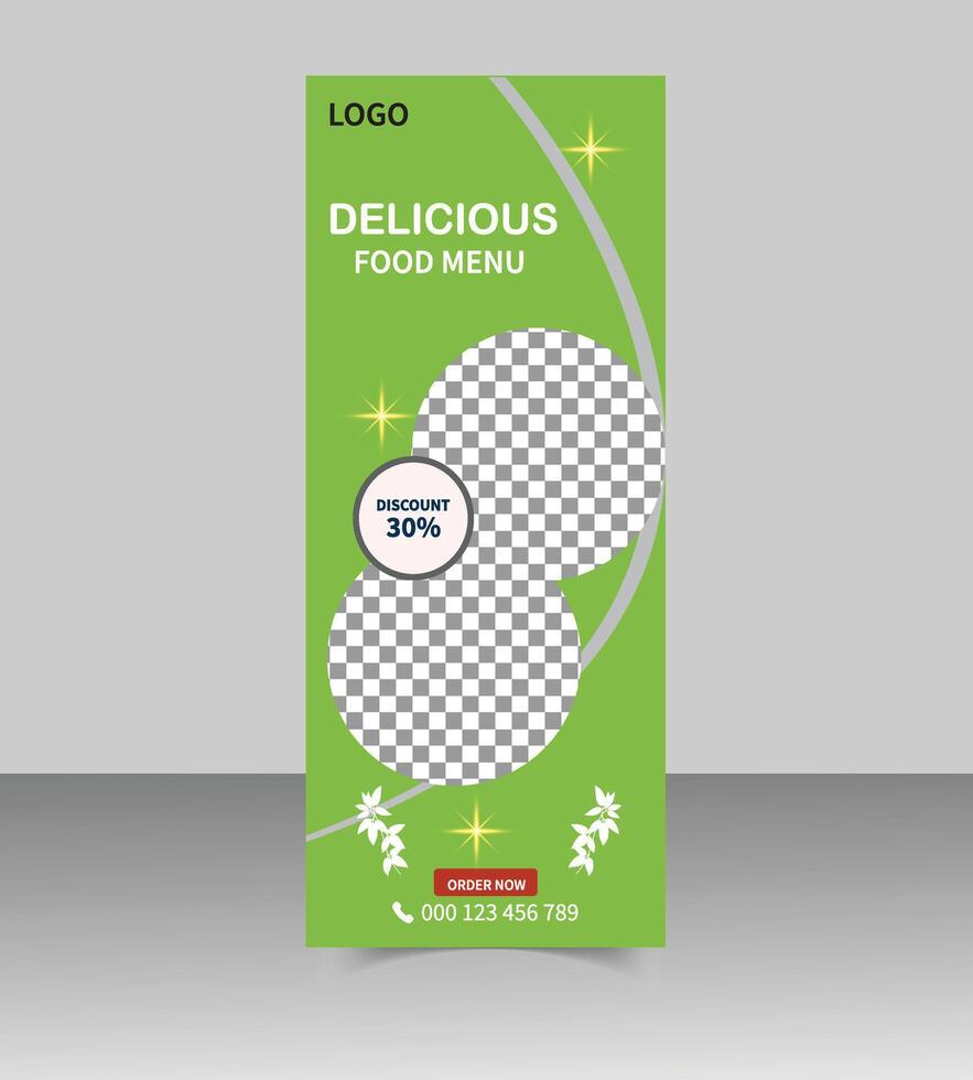 Food Festival Roll Up Banner Design for Event Marketing vector