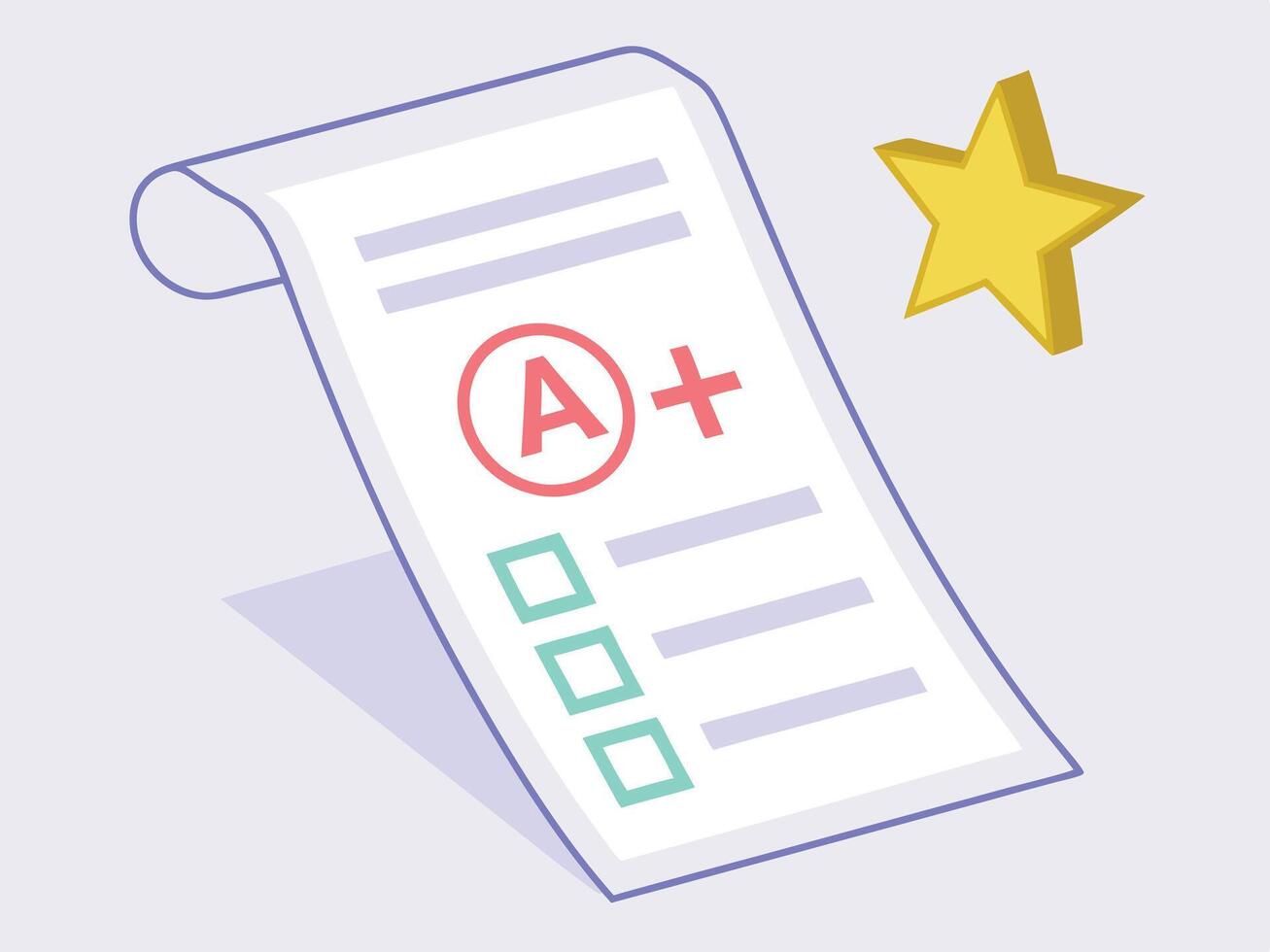 Excellent Test Results Celebrated with A Plus Grade and Star vector