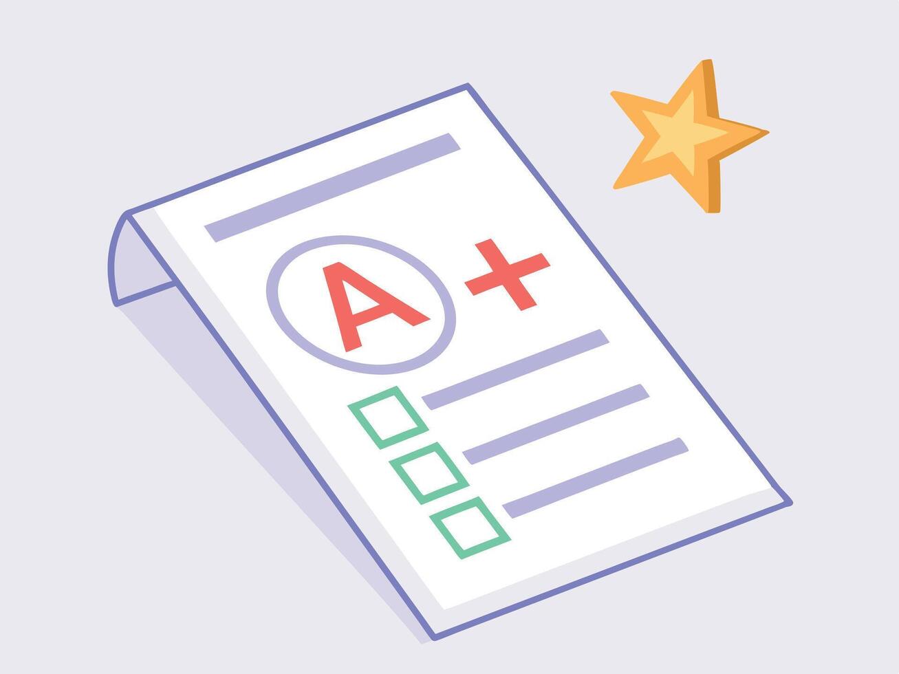 Excellent Grade Report Card with Star vector