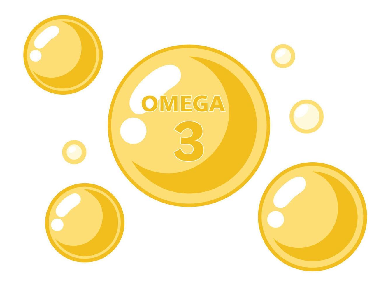 Omega 3 Fatty Acid Supplements in Golden Oil Droplets vector